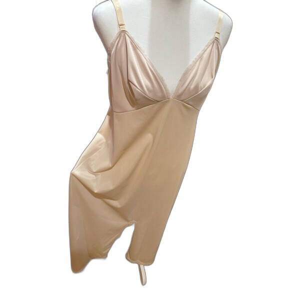 Vintage Sears Doesn’t Slip Full Slip Dress 1950s Lingerie Nylon Lace Pink 40 USA - Picture 1 of 15